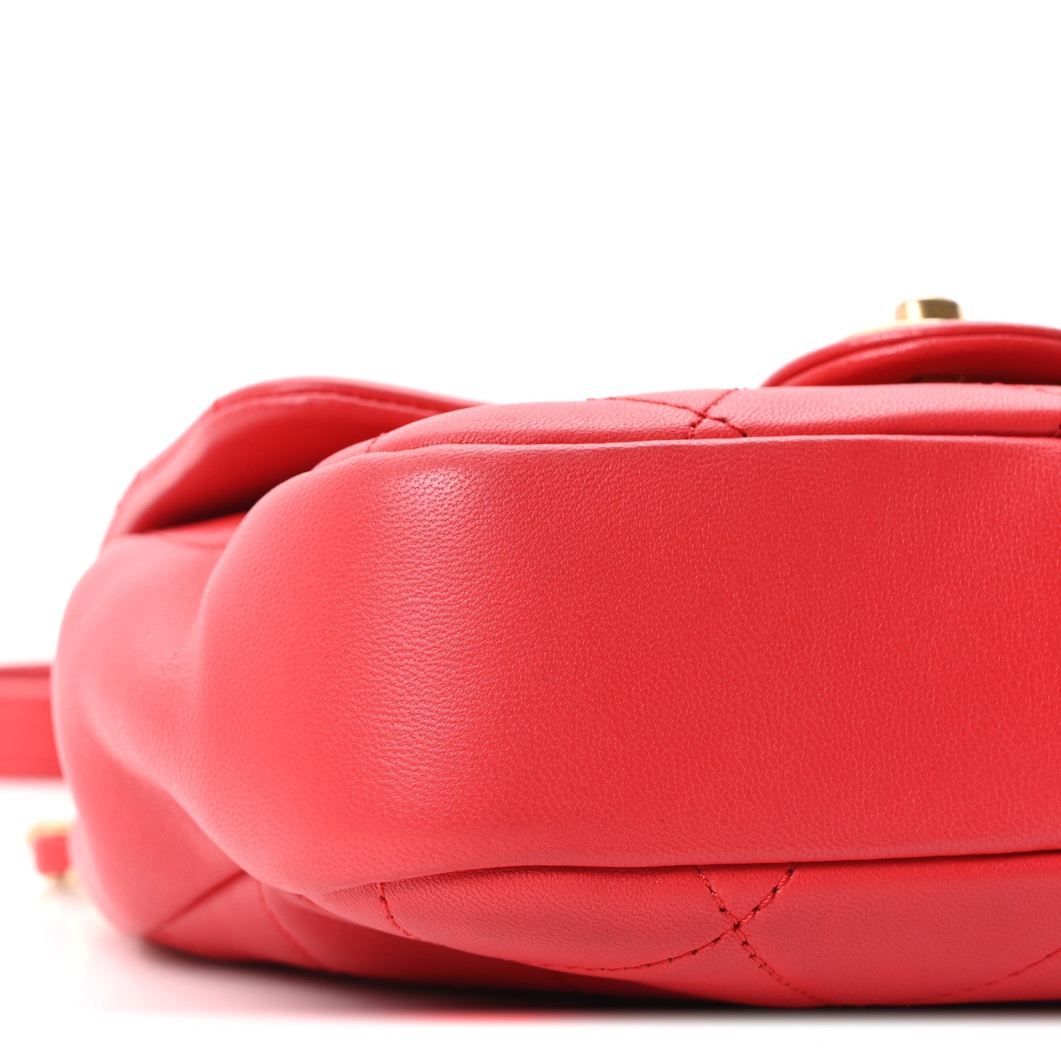 Lambskin Quilted Small Circular Handle Bag Brilliant Rouge