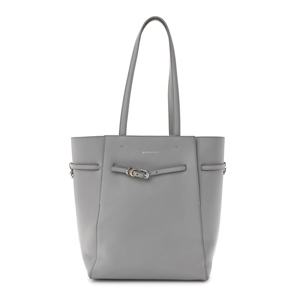 Calfskin Voyou Small North South Tote  Light Grey