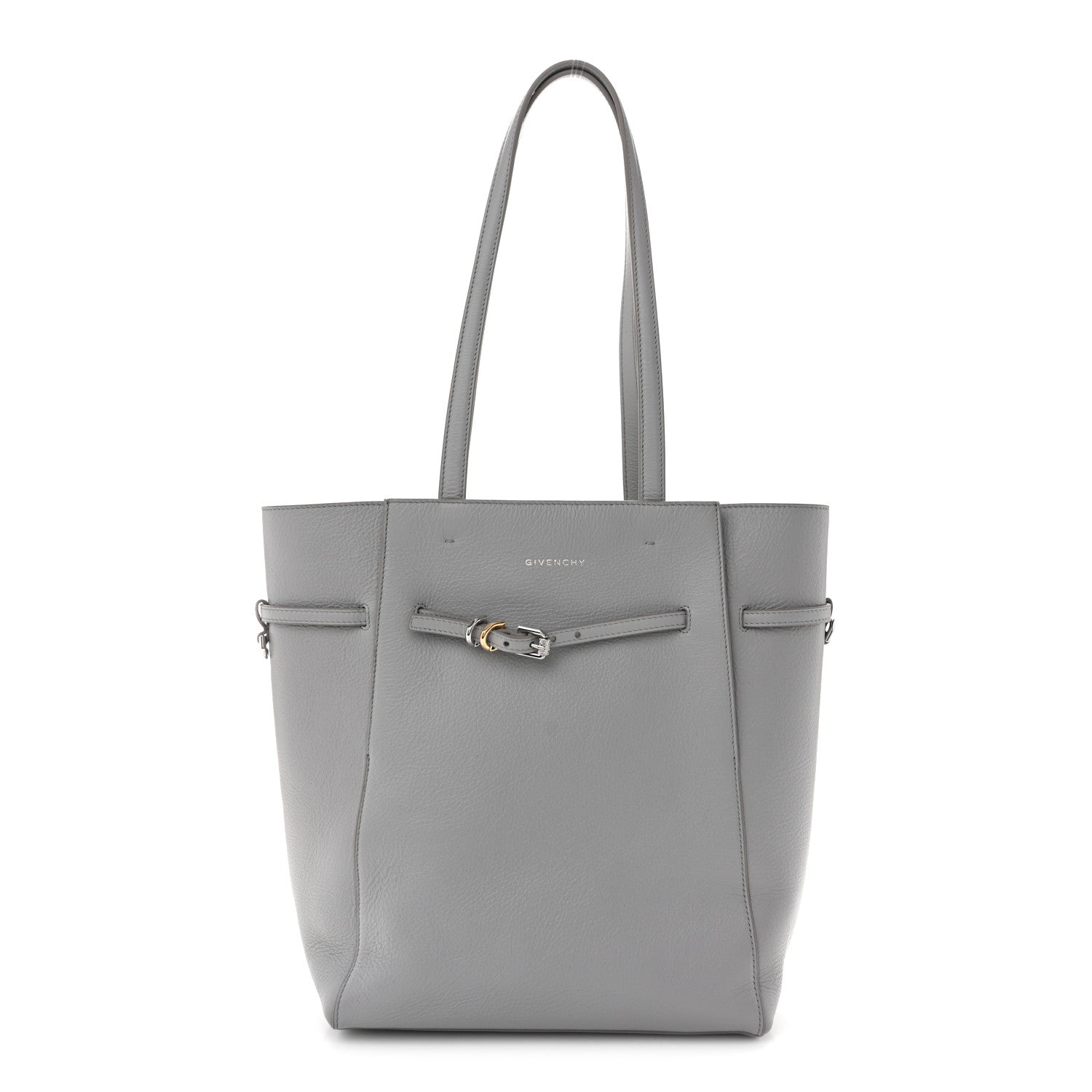 Calfskin Voyou Small North South Tote  Light Grey
