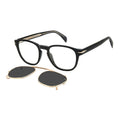 David Beckham Sunglasses Square Full Rim, Black Frame and Clear with Magnetic Clip-On Grey Lens DB1117/CS0807IR