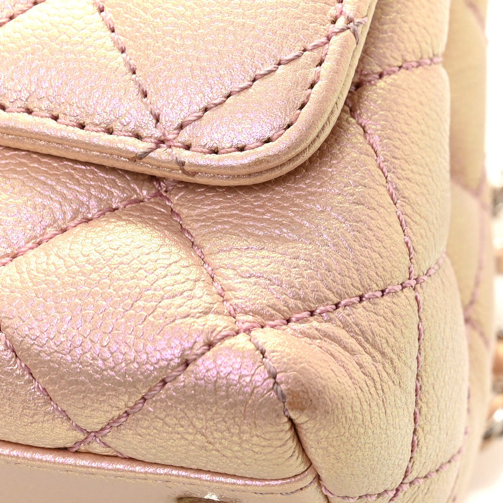 Iridescent Caviar Quilted Extra Mini Coco Handle Flap Light Pink