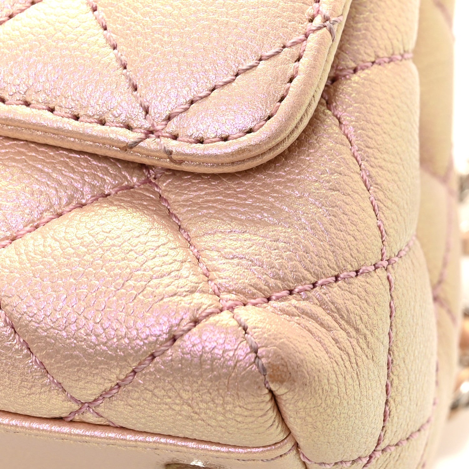 Iridescent Caviar Quilted Extra Mini Coco Handle Flap Light Pink