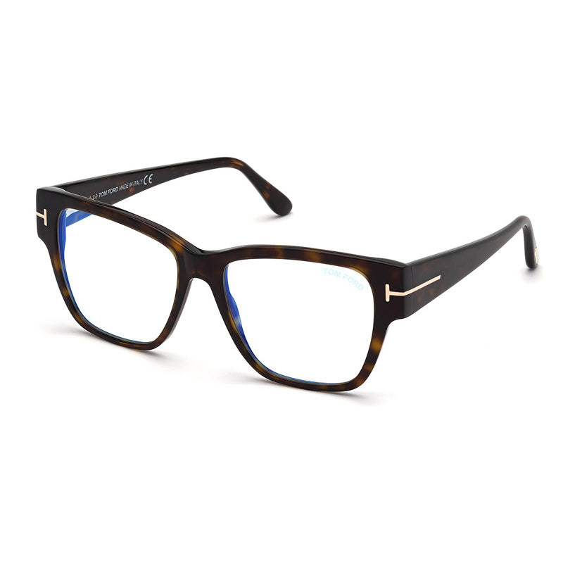 Tom Ford Eyeglasses Square Full Rim, Transparent Rose Frame and Clear Blue Light Block Lens FT5745-B072