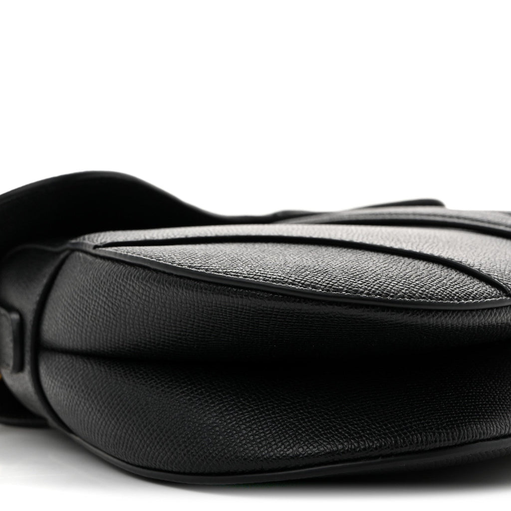 Grained Calfskin Saddle Bag With Strap Black