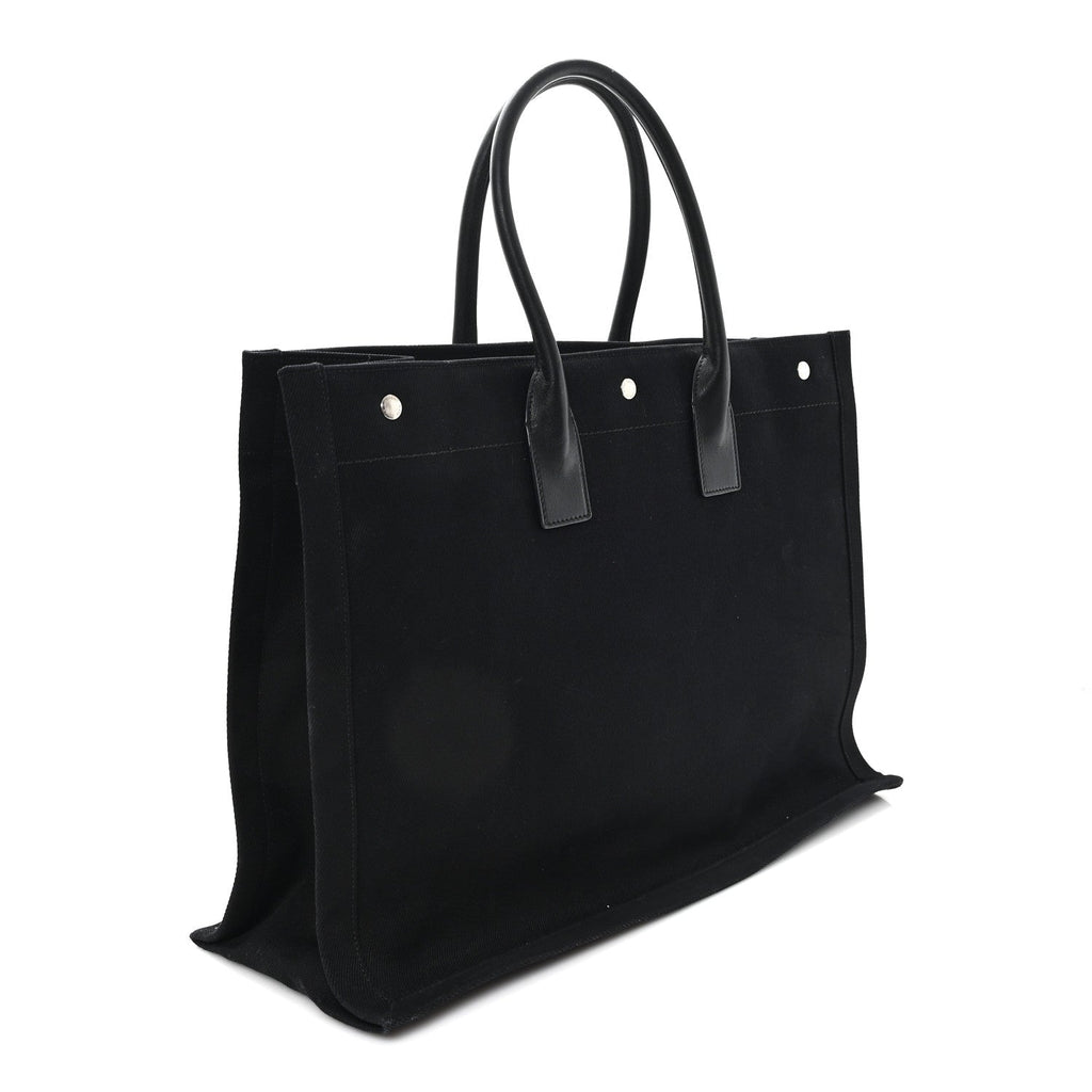 Linen Calfskin Rive Gauche Tote Black