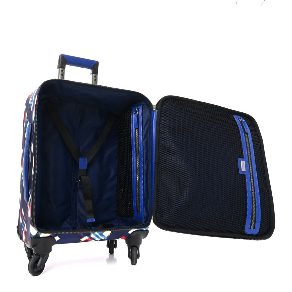 Nylon Airline Printed Coco Case Trolley Blue Red White