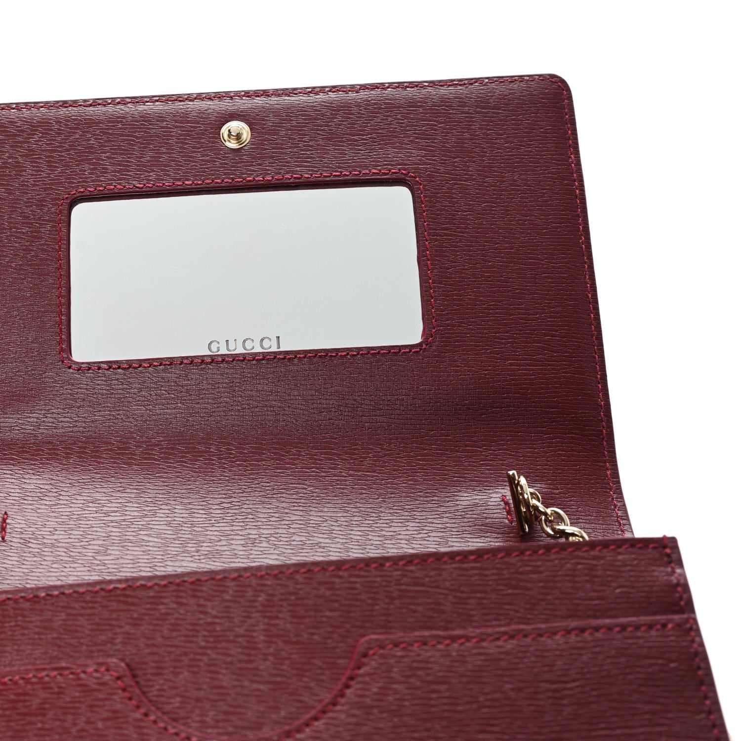 Textured Calfskin Script Logo Wallet On Chain Rosso Ancora