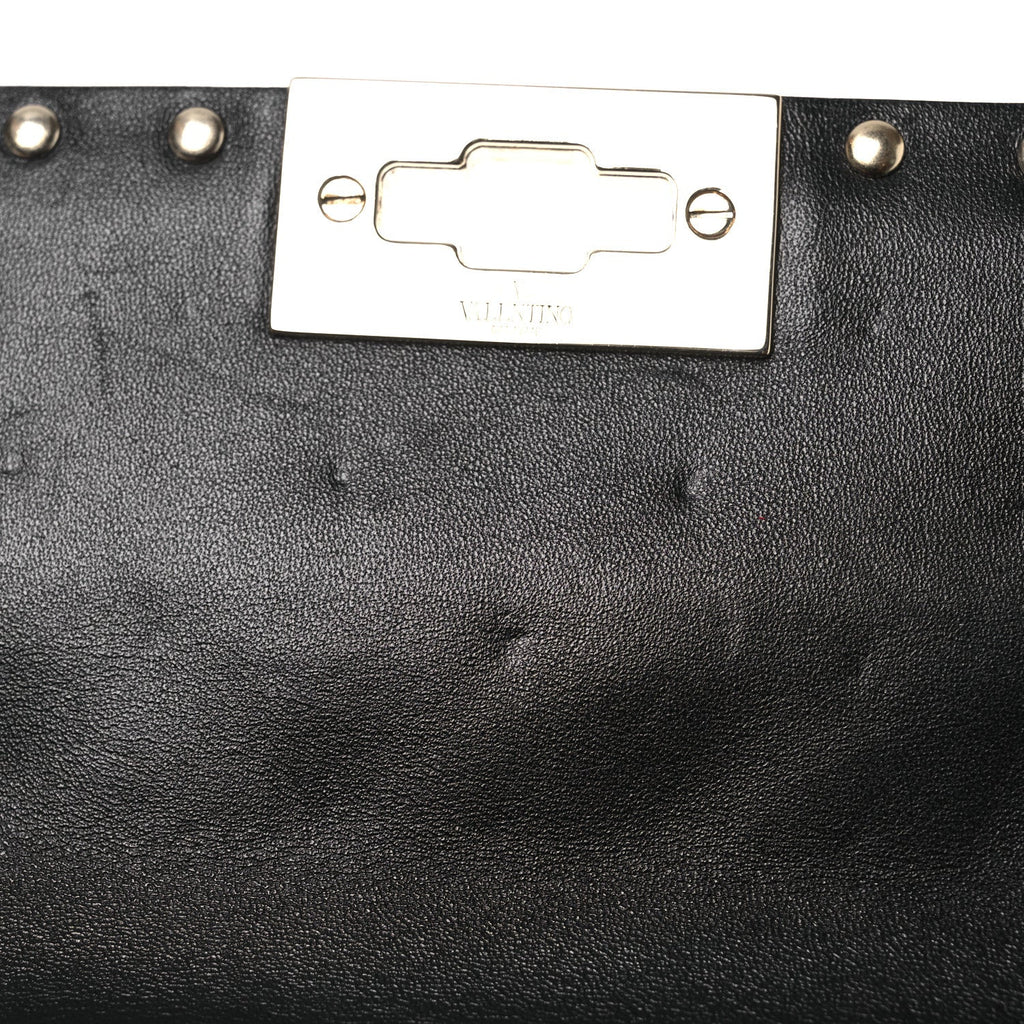 Patent Medium Rockstud Spike Shoulder Bag Black