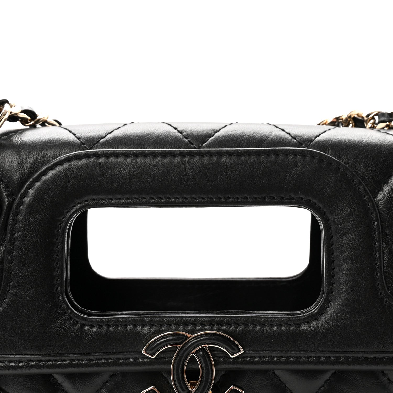 Aged Calfskin Charms Flap Bag Black