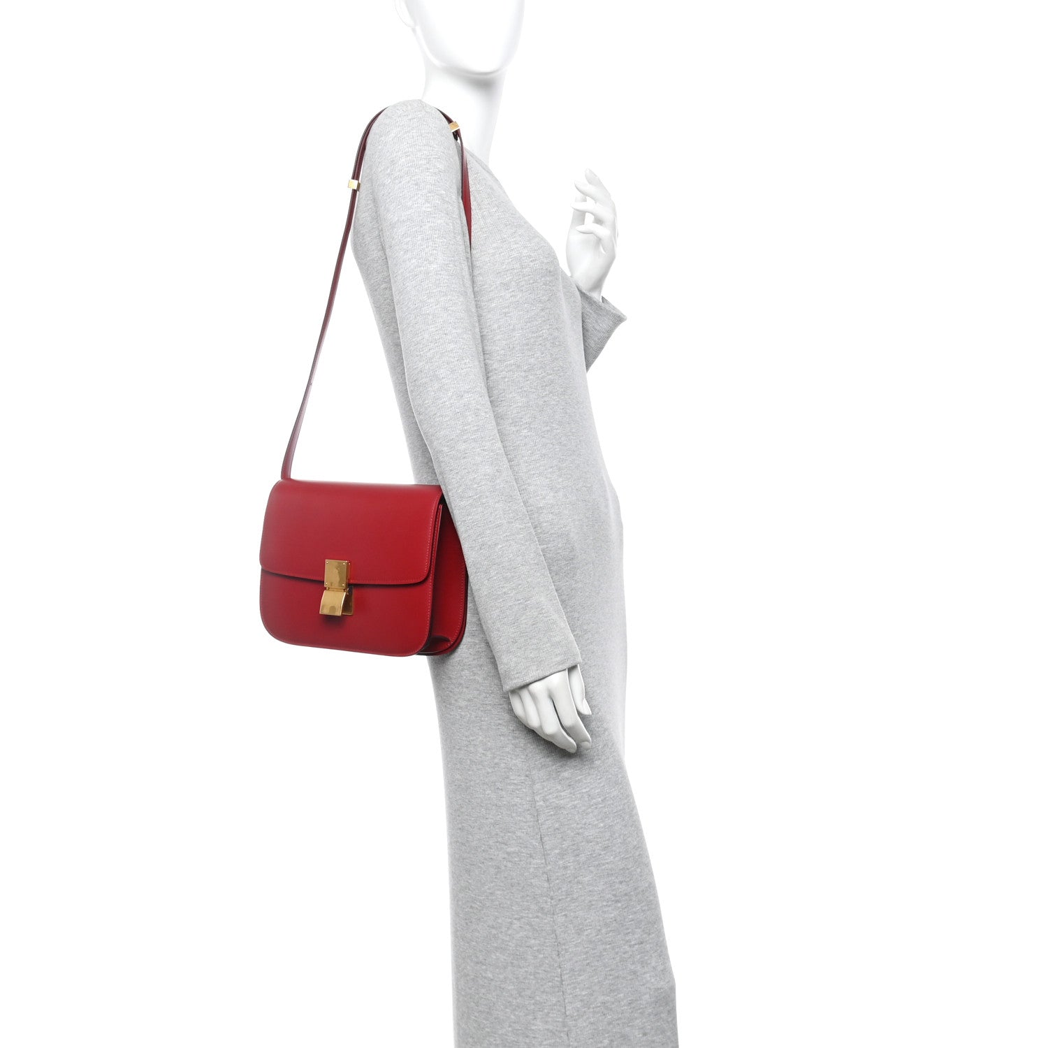 Box Calfskin Medium Classic Box Flap Bag Dark Brick