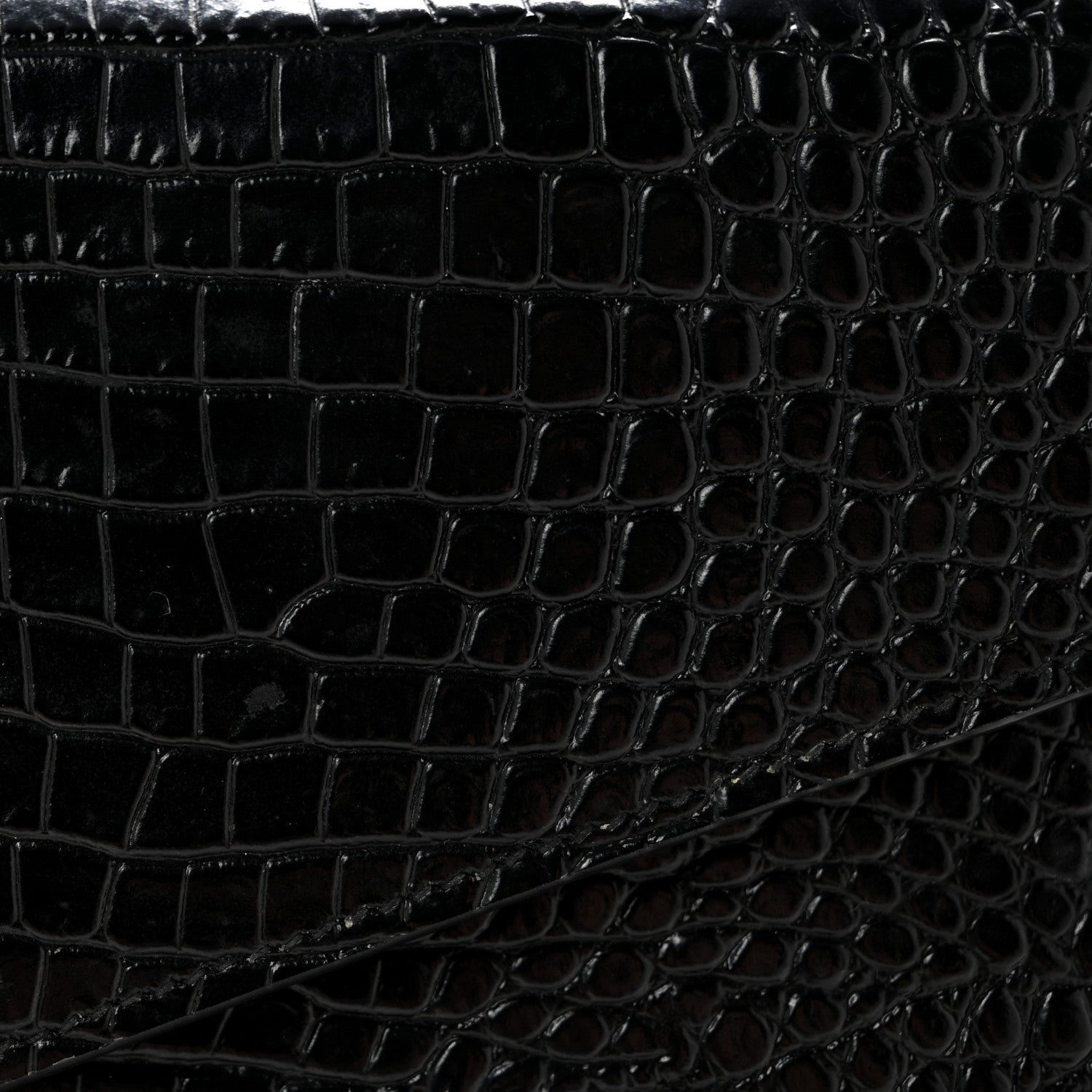 Calfskin Crocodile Embossed Uptown Monogram Clutch Black