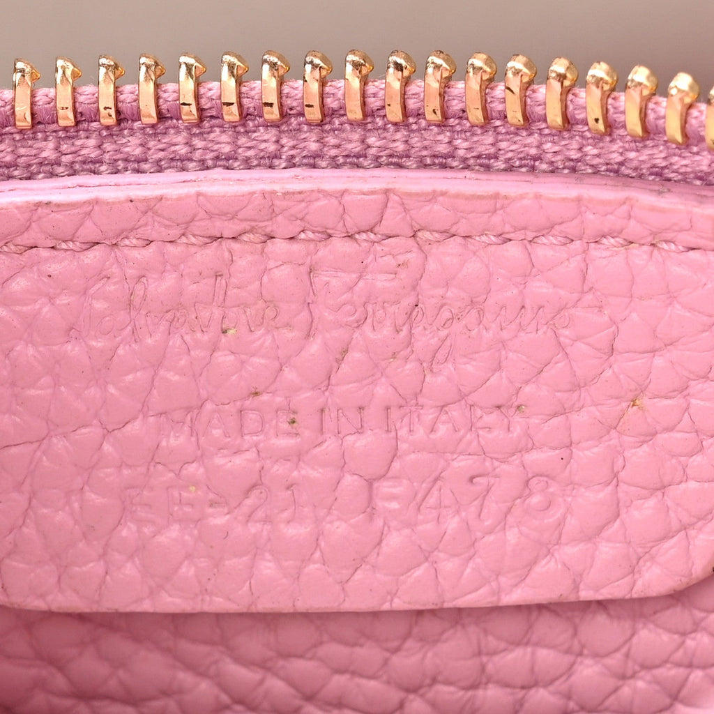 Grained Calfskin Double Handle Small Amy Tote Pink