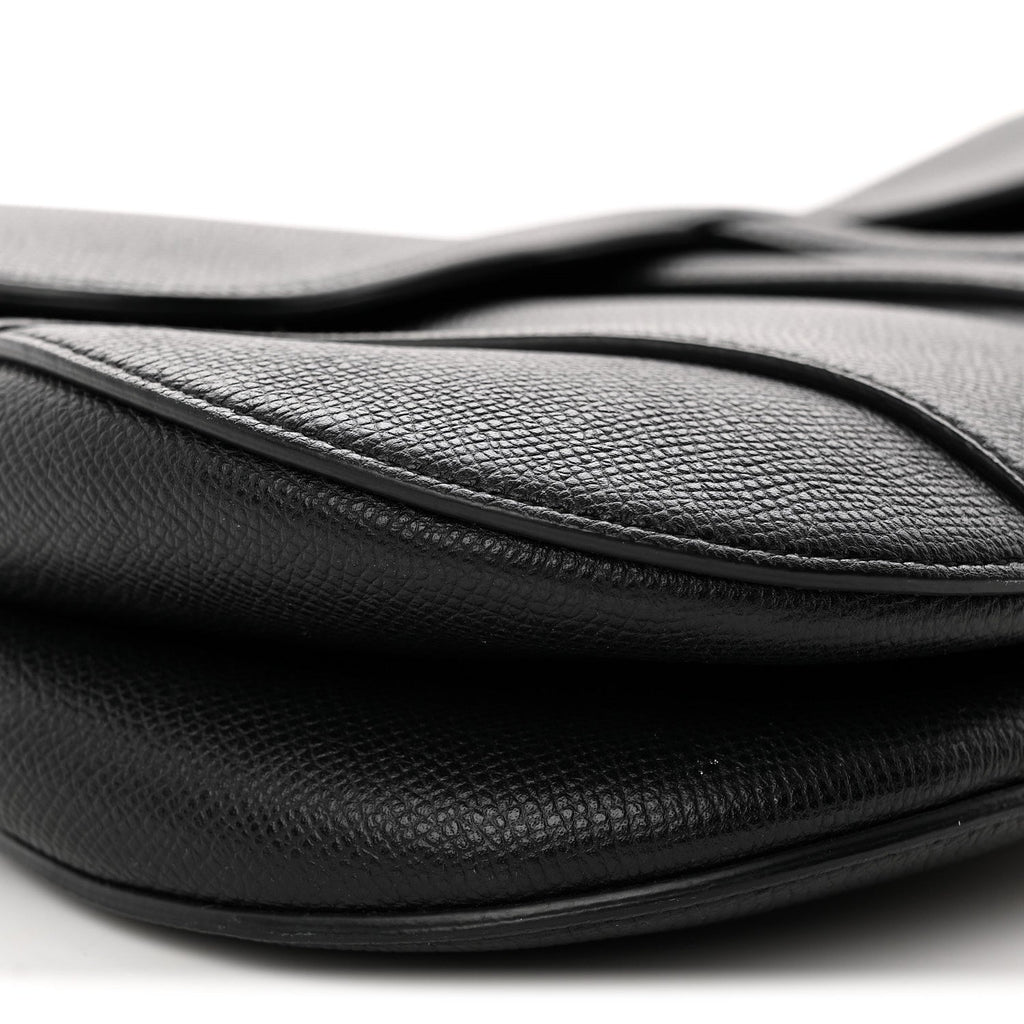 Grained Calfskin Saddle Bag Black