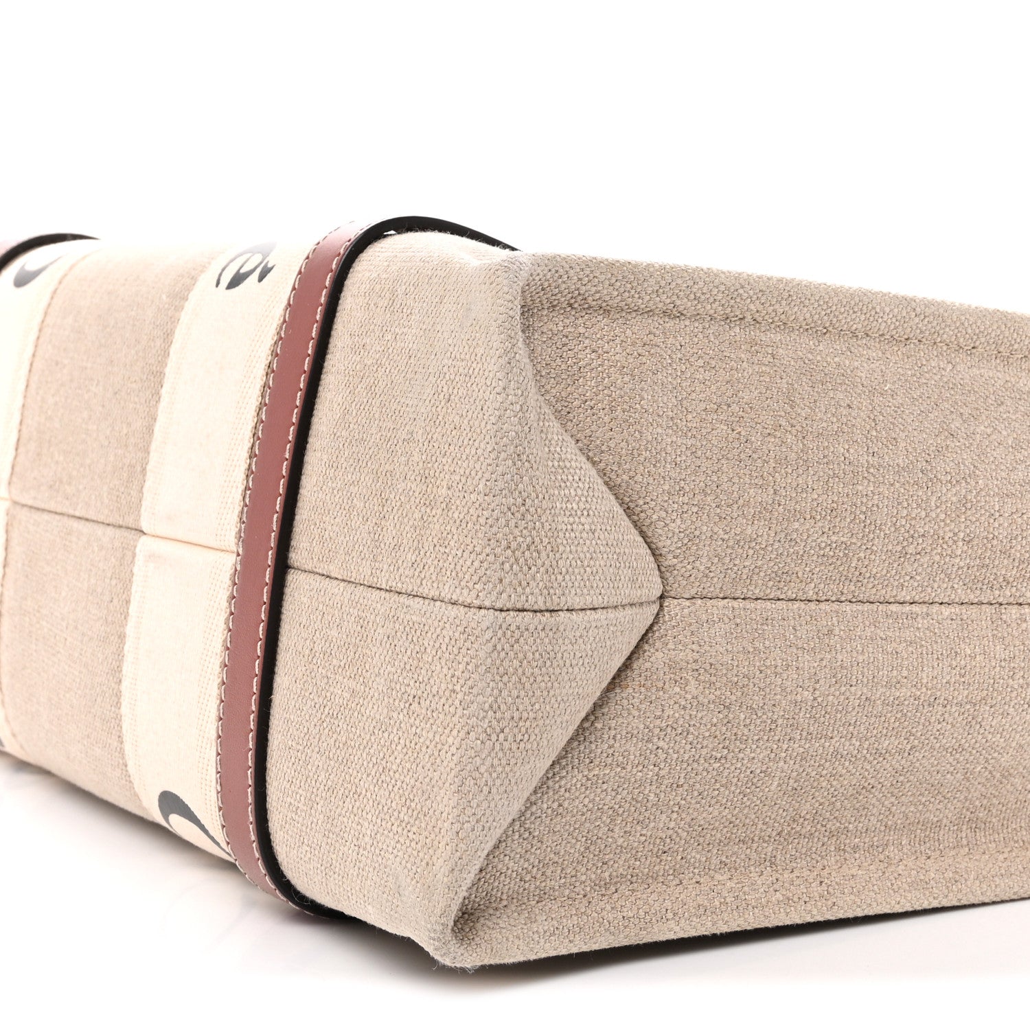 Cotton Calfskin Medium Woody Ribbon Tote White Brown