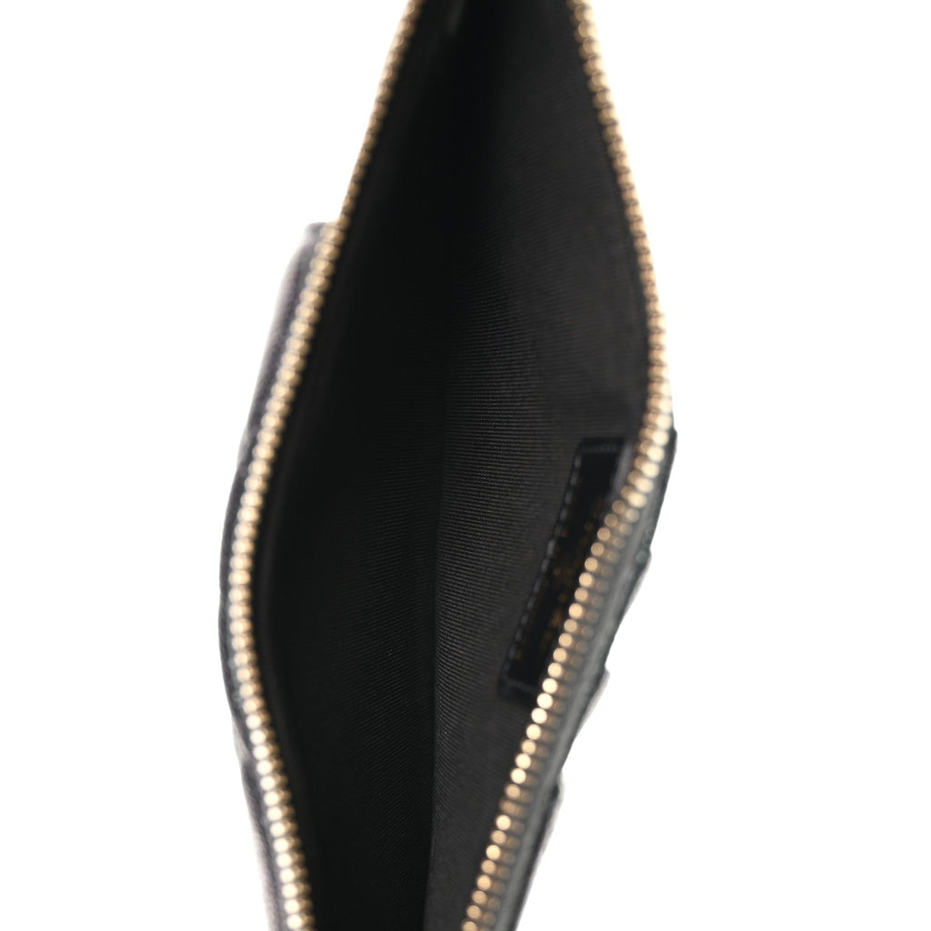 Iridescent  Caviar Quilted Classic Flat Wallet Pouch Black