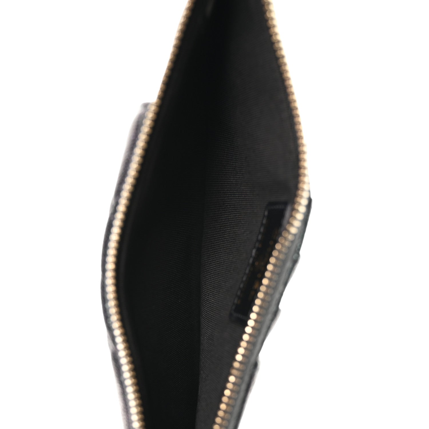 Iridescent  Caviar Quilted Classic Flat Wallet Pouch Black