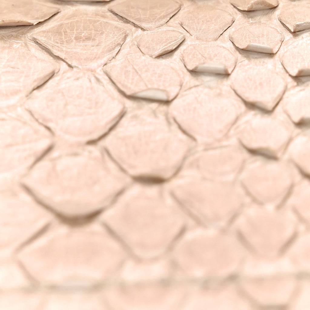 Metallic Snakeskin Medium Double Flap Light Beige