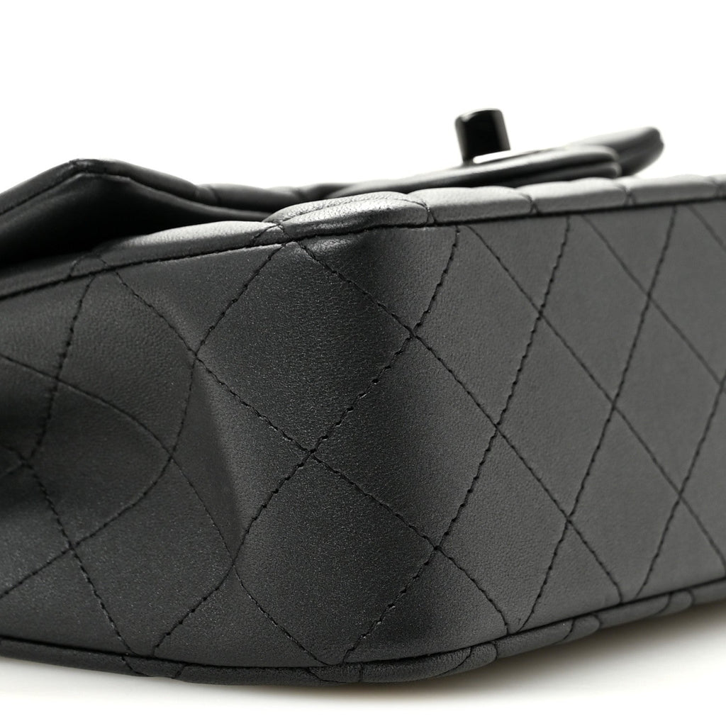 Lambskin Quilted Mini Rectangular Flap So Black