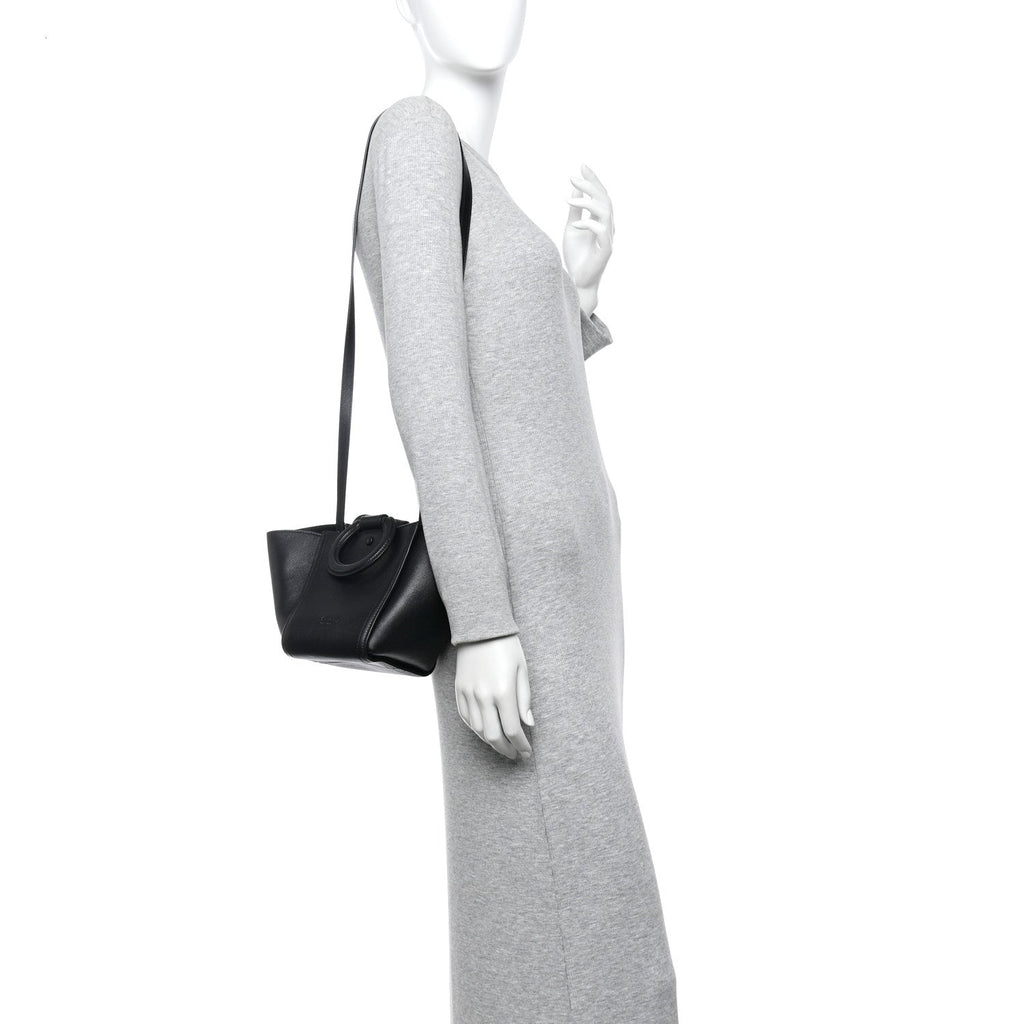 Silky Calfskin Mini Rider's Top Handle Bag Black