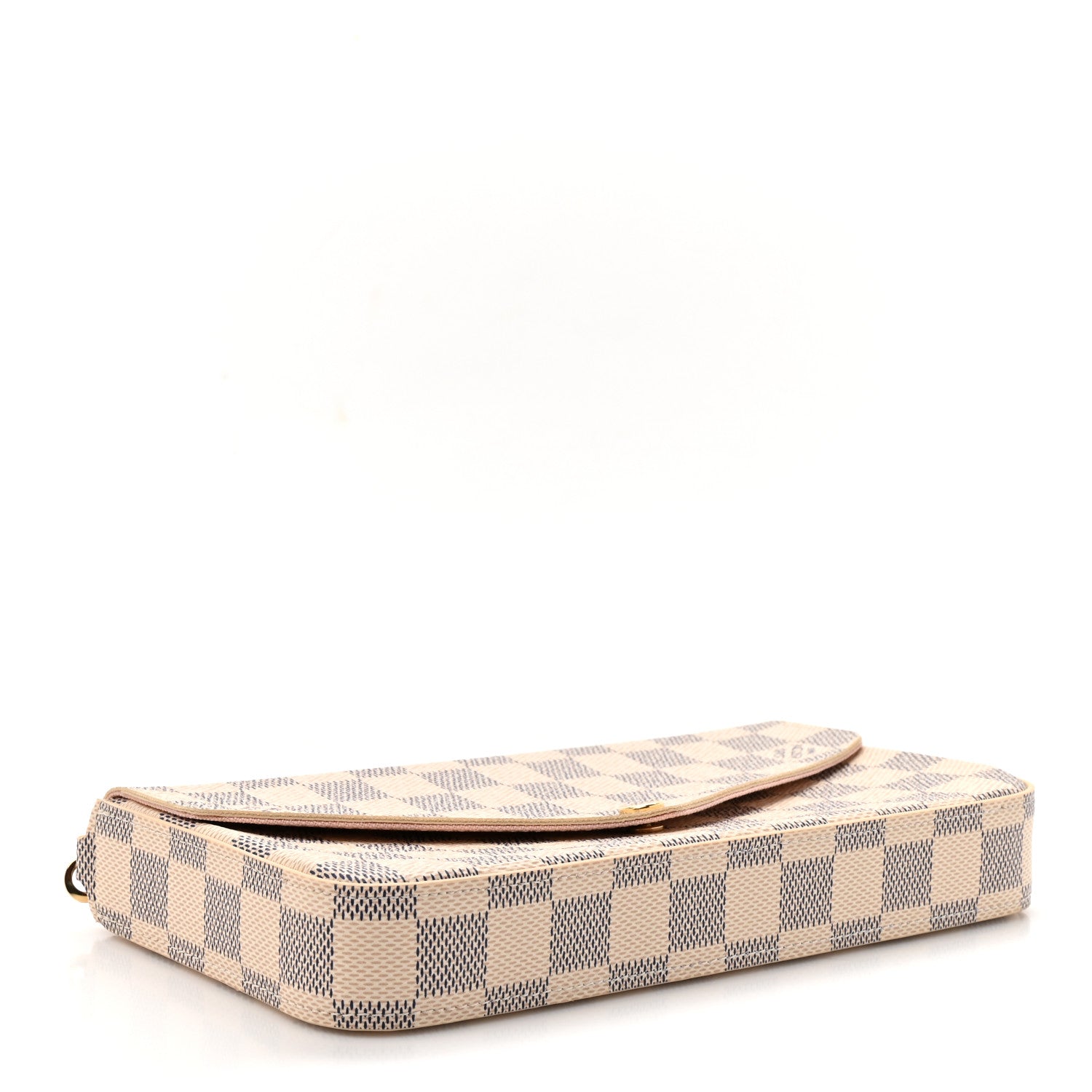 Damier Azur Pochette Felicie Chain Wallet Rose Ballerine