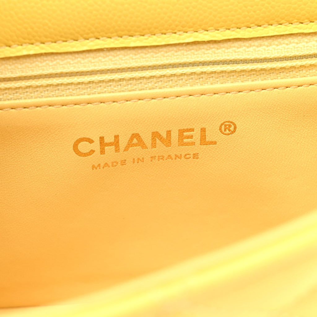 Caviar Quilted Mini Sweet Classic Flap Yellow