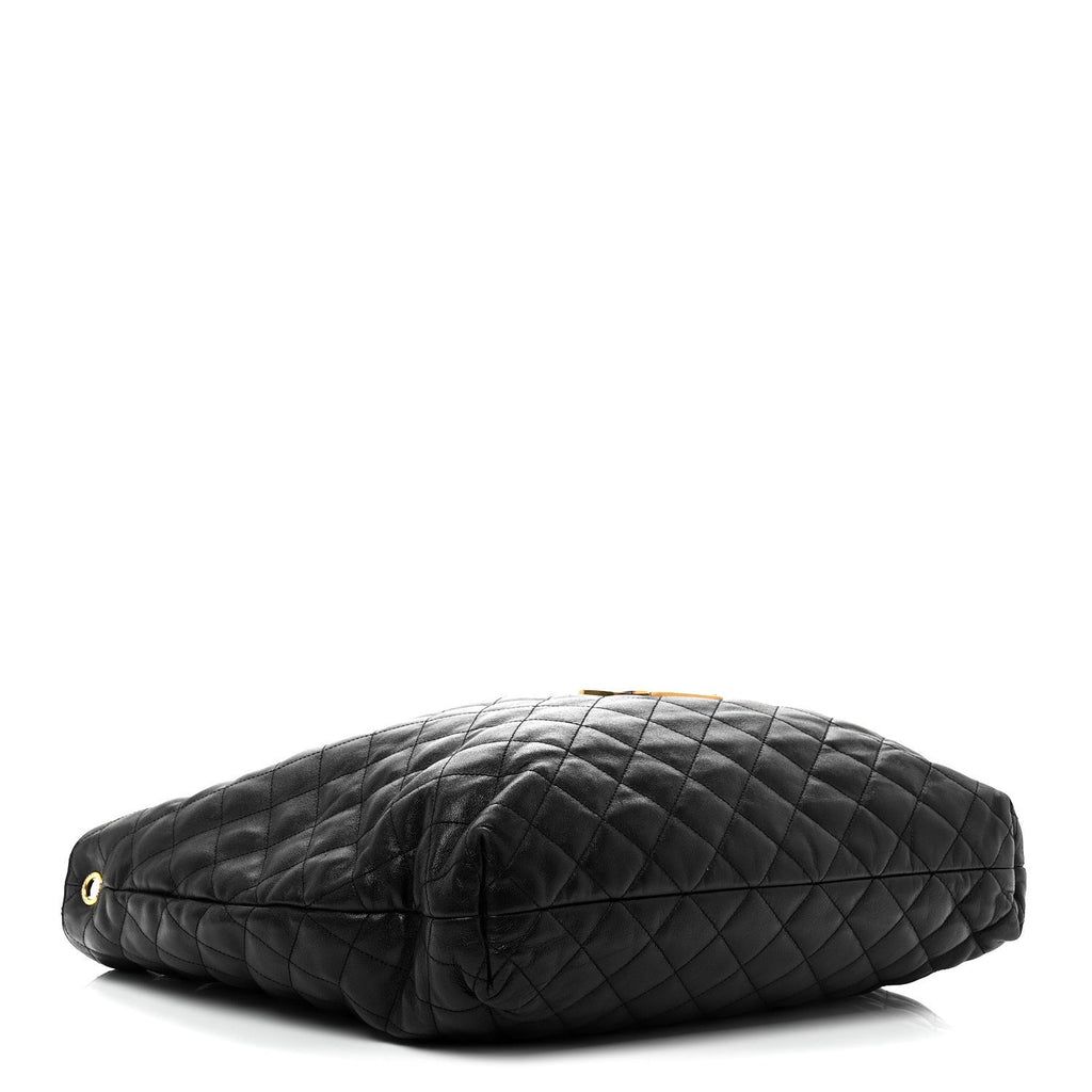 Lambskin Quilted Maxi Icare Shopping Tote Black