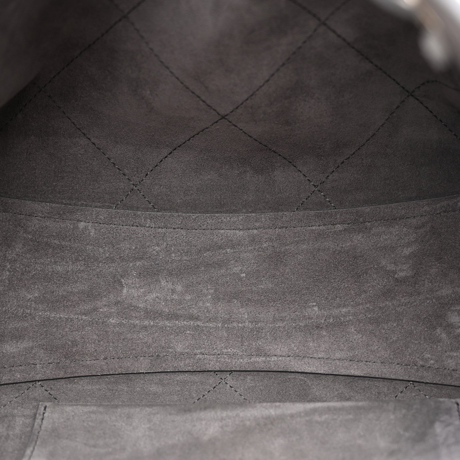 Grained Nubuck Caviar Quilted Large Shopping Bag Grey