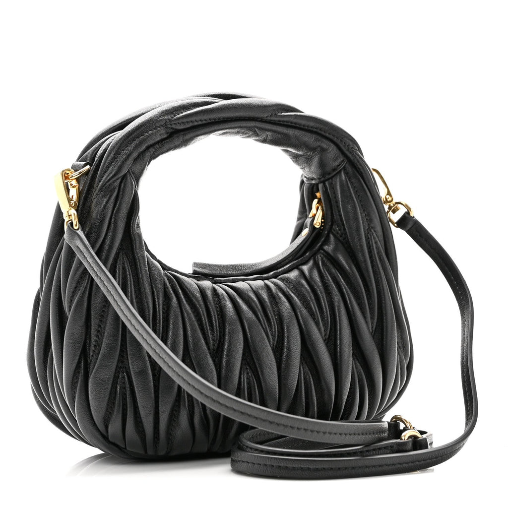 Nappa Matelasse Mini Wander Hobo Black