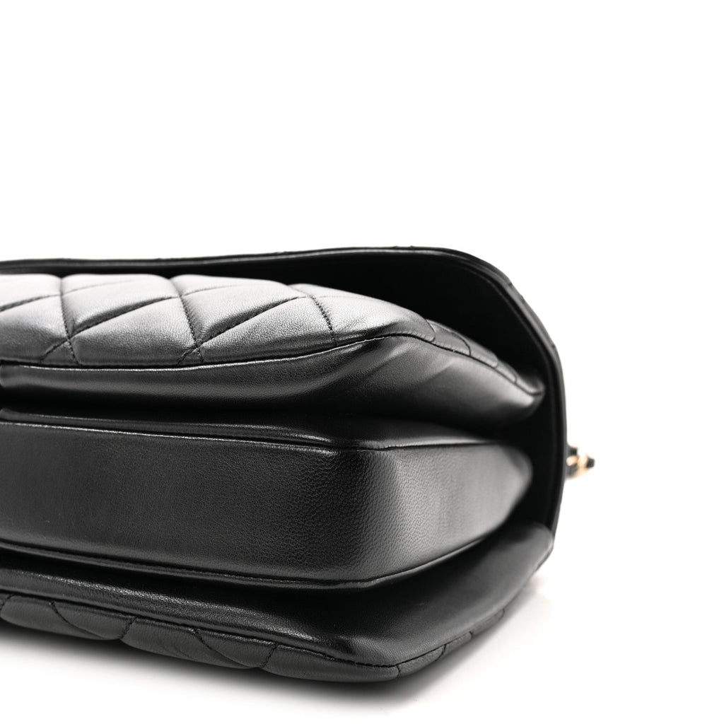 Lambskin Quilted Small Trendy CC Dual Handle Flap Bag Black