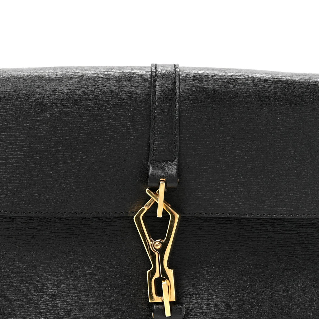 Calfskin Bamboo Handle Jackie O Hobo Black