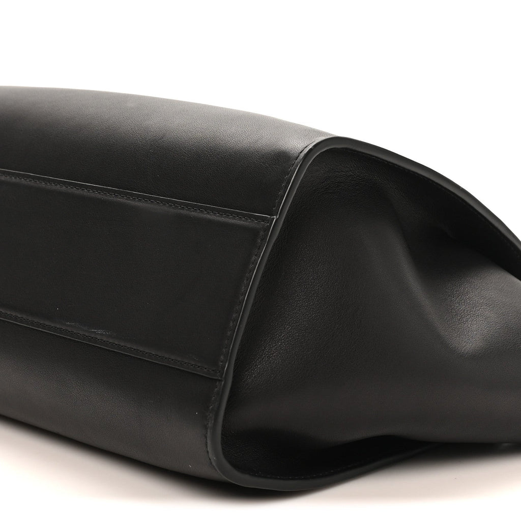 Polished Saddle Calfskin Marlo 12 Tote Bag Black