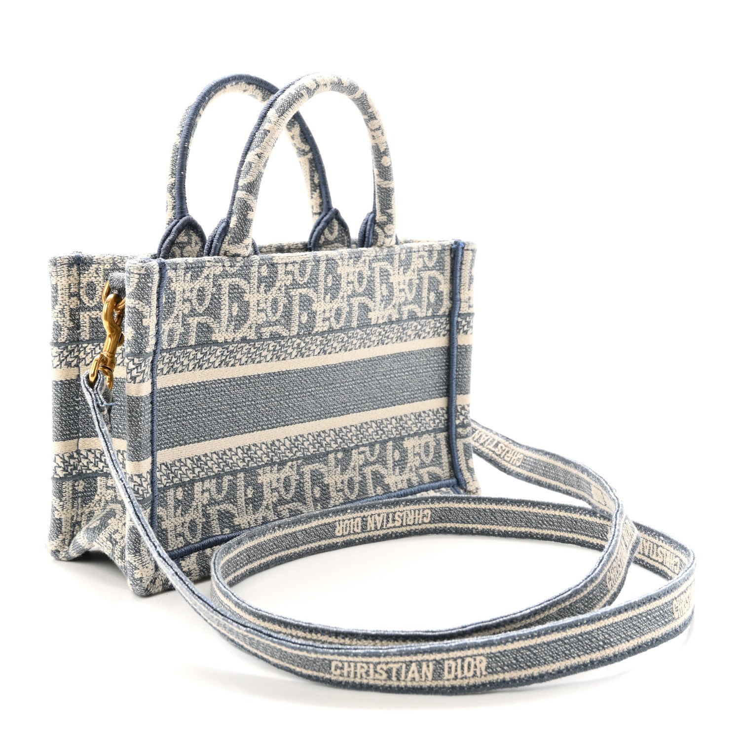 Oblique Mini Book Tote With Strap Light Blue Multicolor