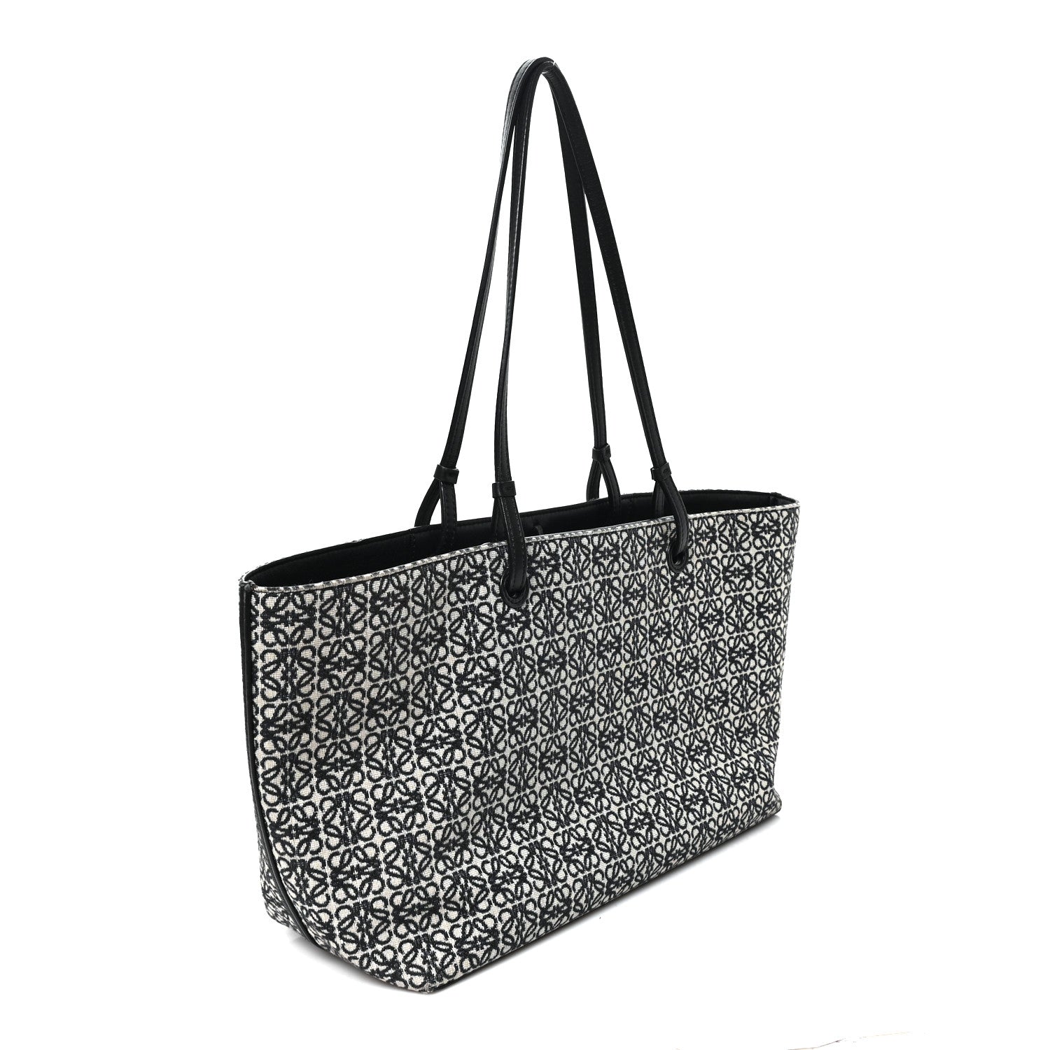Jacquard Anagram Calfskin East West Tote Beige Black
