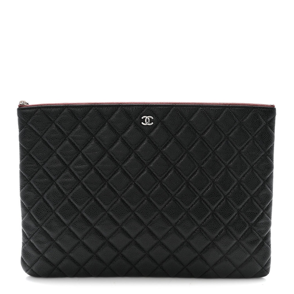 Caviar Quilted Large Cosmetic Case Black