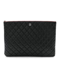 Caviar Quilted Large Cosmetic Case Black