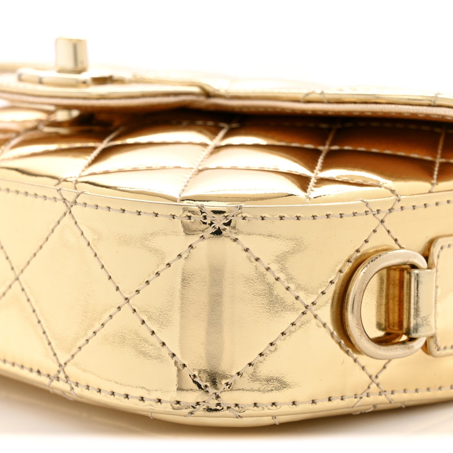 Mirror Calfskin Metallic Calfskin Quilted Hollywood Boulevard Mini Flap With Star Coin Purse Gold