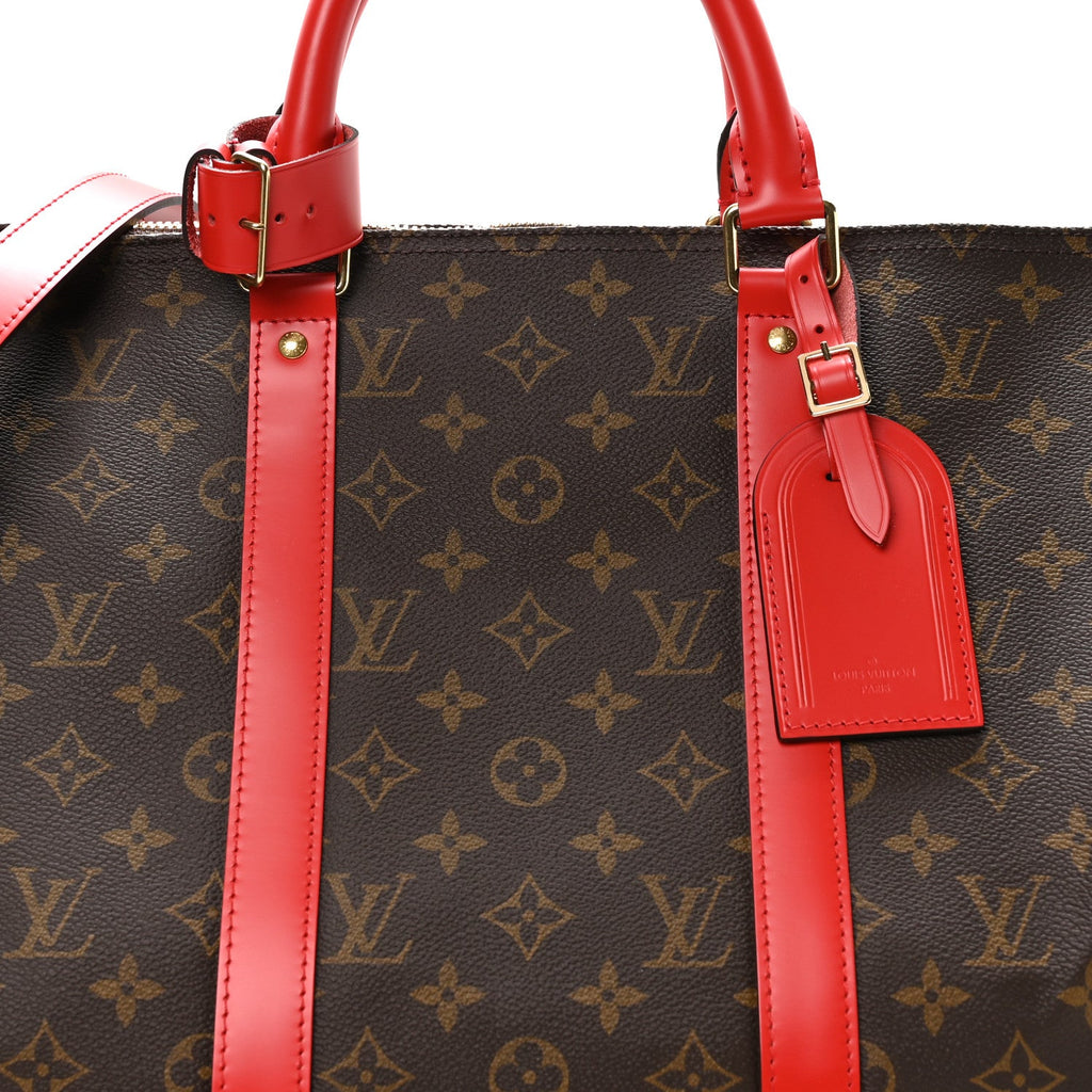Calfskin Monogram Keepall Bandouliere 50 Coquelicot