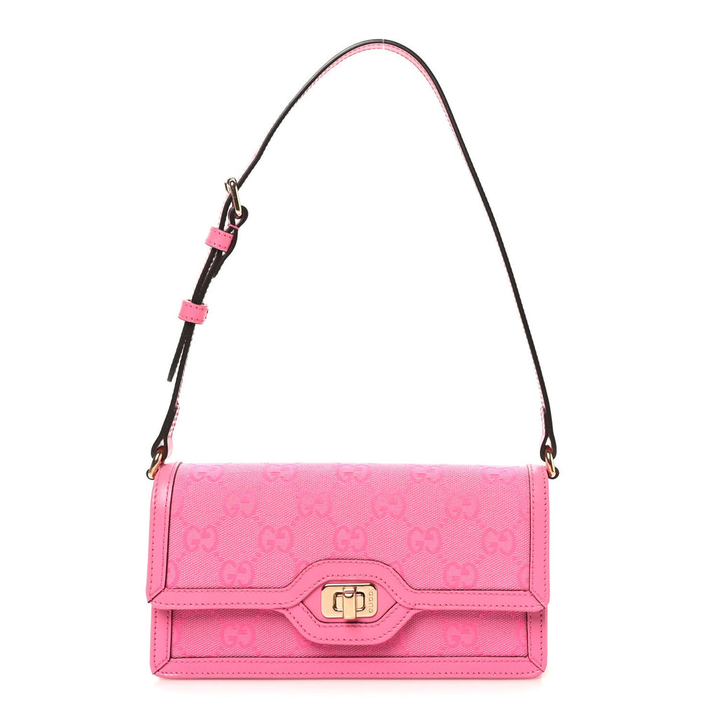 GG Monogram Scratch Lux Calfskin Mini Luce Shoulder Bag Rose Dark Blossom