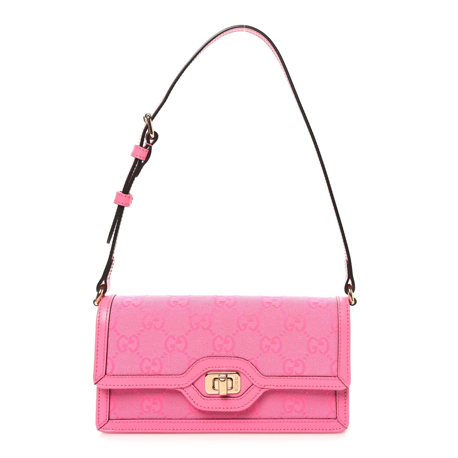 GG Monogram Scratch Lux Calfskin Mini Luce Shoulder Bag Rose Dark Blossom