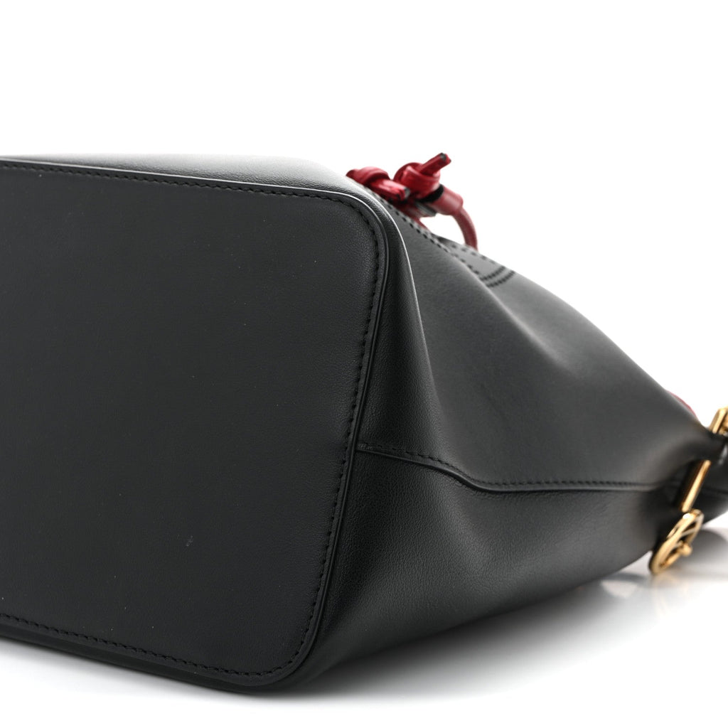 Vitello Grace F is Fendi Stamp Patch Perforated Small Mon Tresor Bucket Bag Black