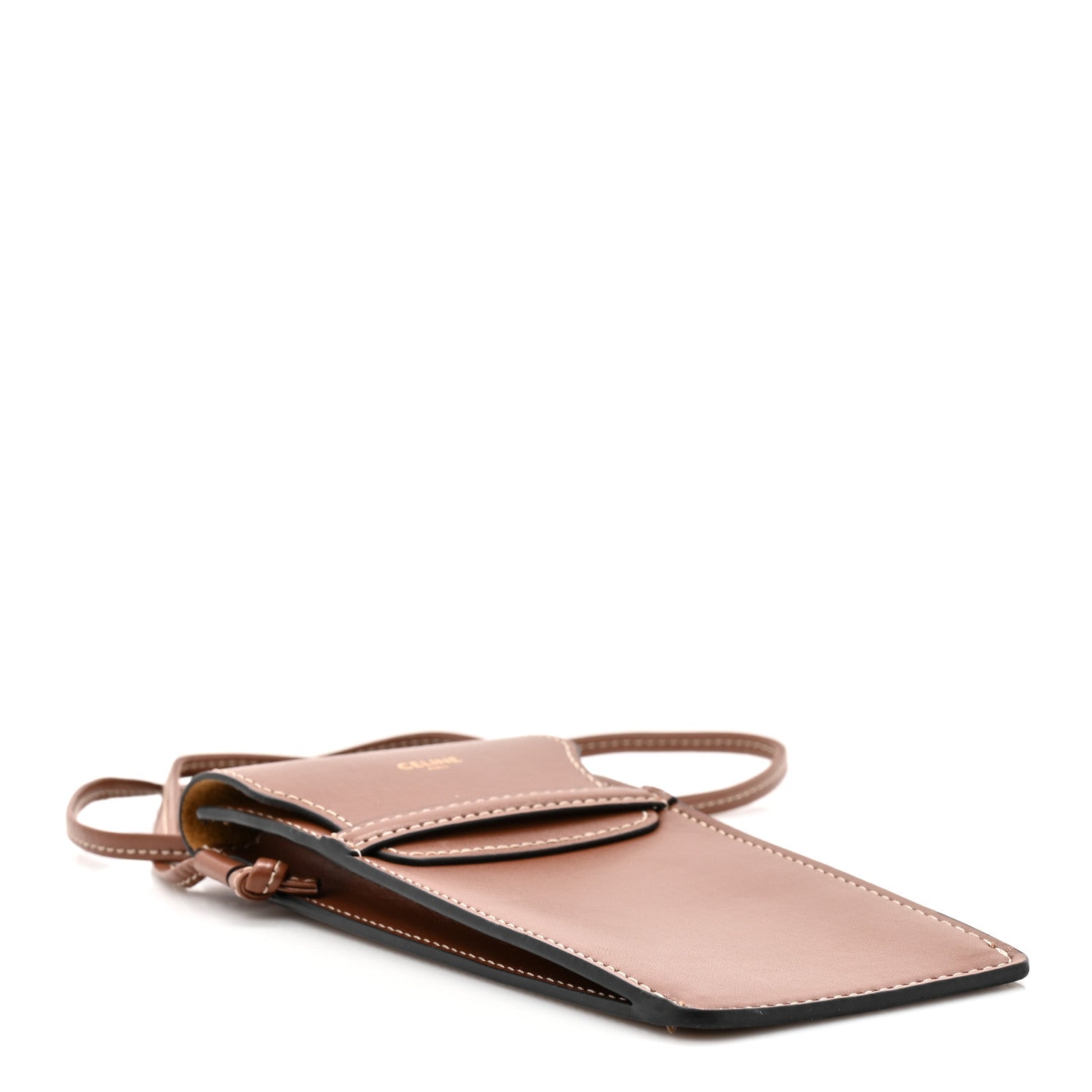 Calfskin Phone Pouch With Flap Tan