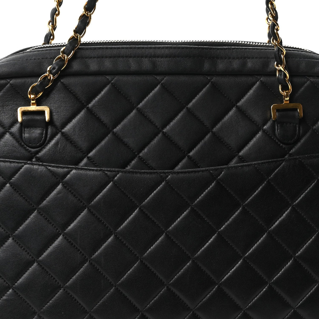 Lambskin Quilted Camera Case Black