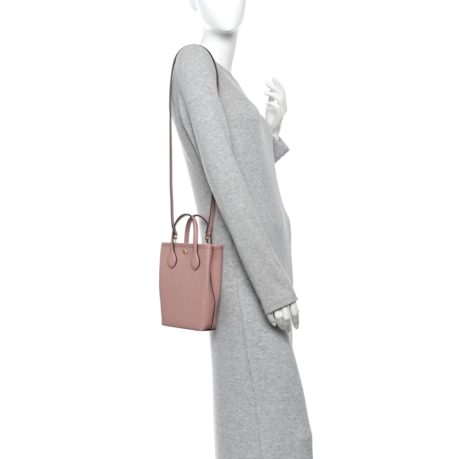 Gilbert Calfskin Jumbo GG Embossed Mini Tote Bag  Dusty Carmine
