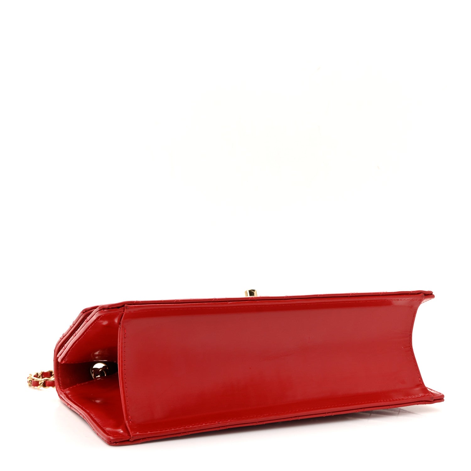 Glazed Calfskin Quilted East West Flap Red
