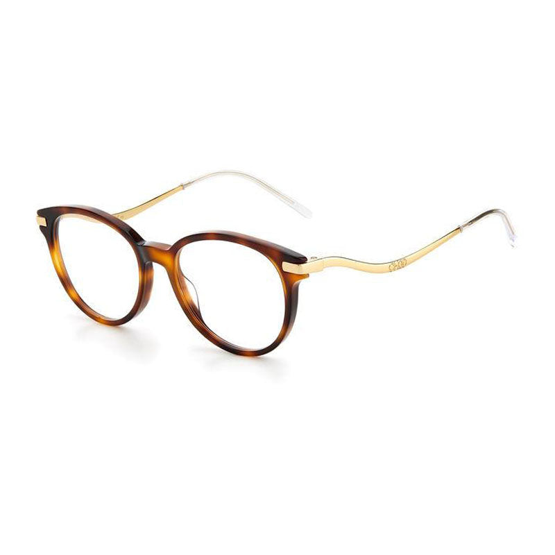 Jimmy Choo Eyeglasses Cat Eye Full Rim, Havana/Gold Frame and Clear Demo Lens Lens JC280008600