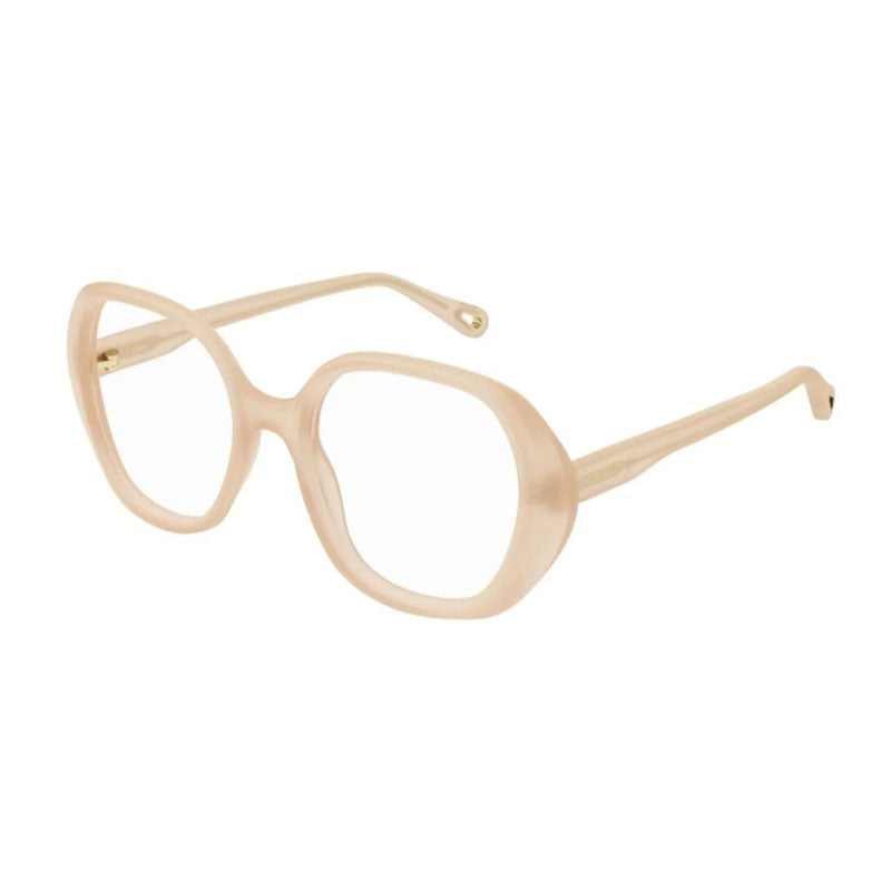 Chloe Eyeglasses Square Full Rim, Shiny Nude Frame and Clear Demo Lens Lens CH0053O004