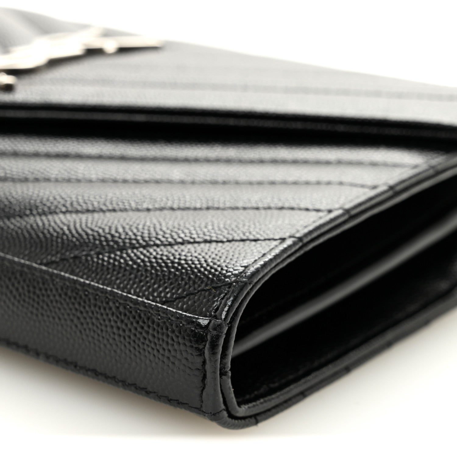 Grain De Poudre Matelasse Chevron Monogram Chain Wallet Black