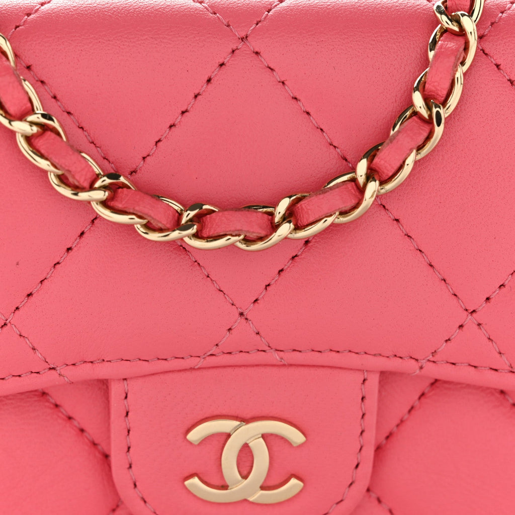 Lambskin Quilted Mini Chain Belt Bag Pink