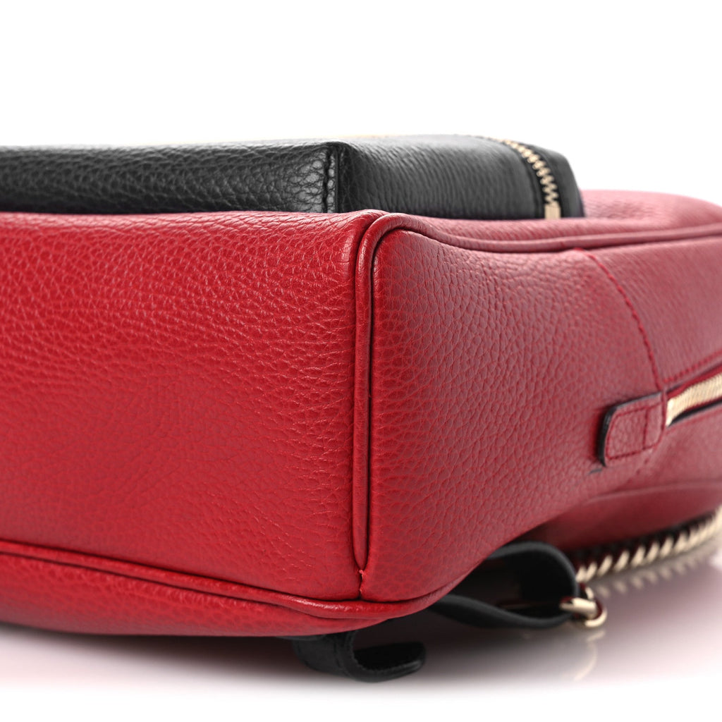 Pebbled Calfskin Bi-Color Soho Chain Backpack Red Navy