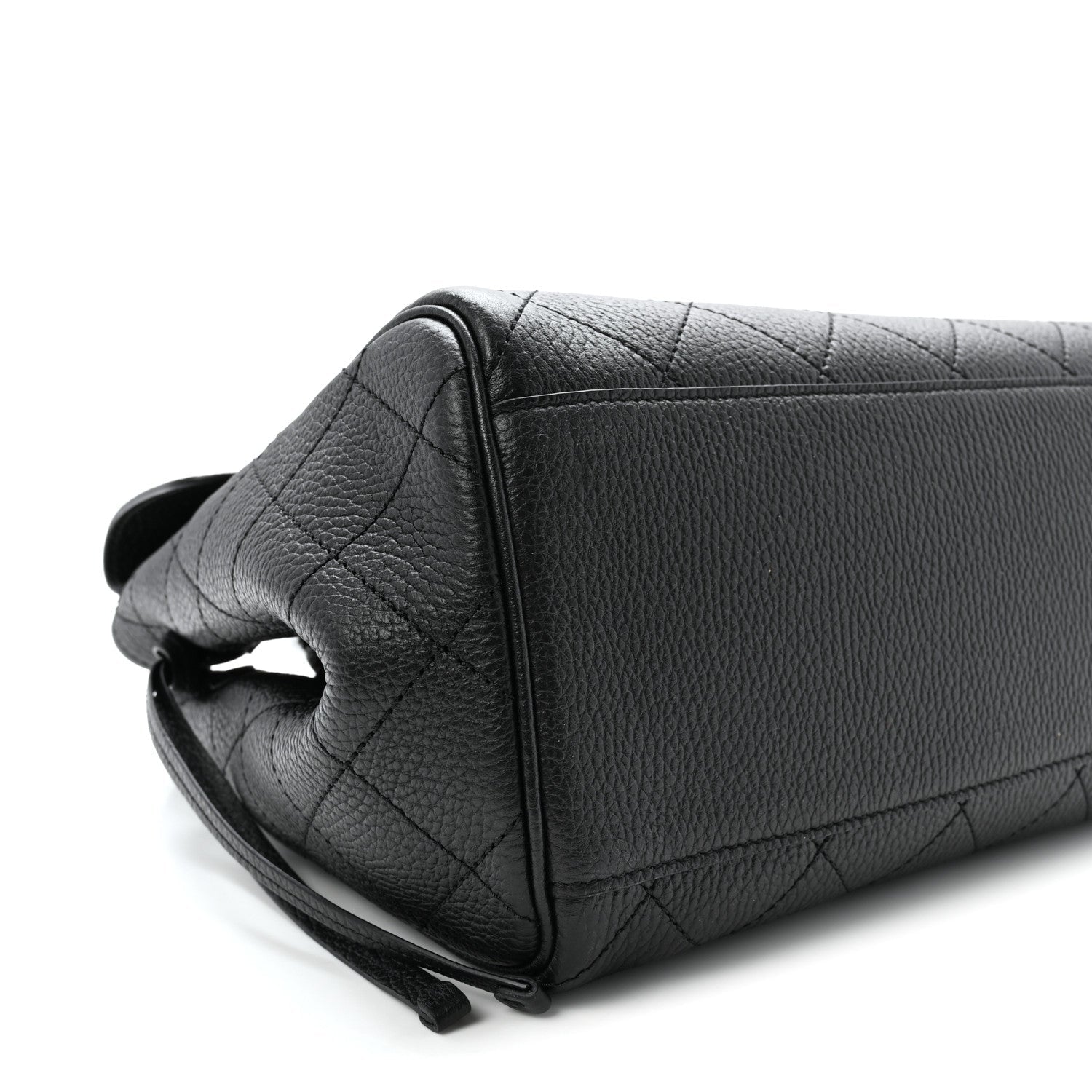 Grained Calfskin Stitched Urban Essentials Large Shopping Bag Black